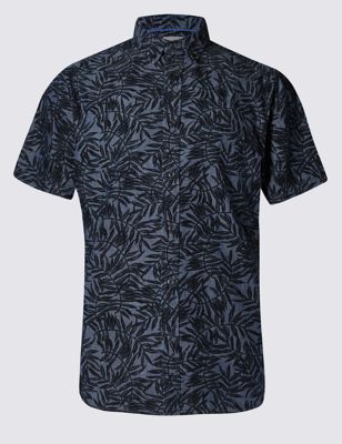 Pure Cotton Tailored Fit Palm Print Shirt